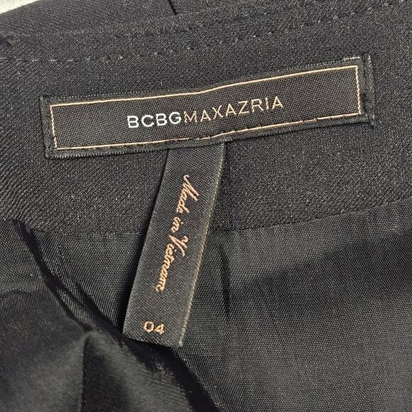 BCBGMaxAzria Black Off Center Front Split Hem Back Zip Lined Stretch Short Skirt - Picture 7 of 14